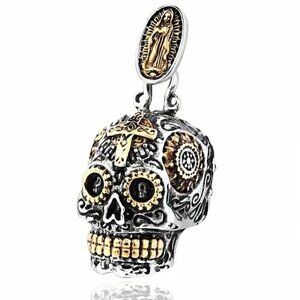 Day of the Dead Sugar Skull Cross Necklace / Pendant #863